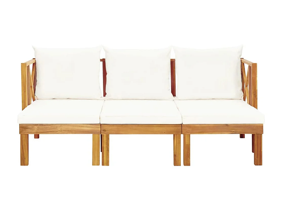 Banco de jardim 3 lugares c/ almofadões 179 cm acácia maciça