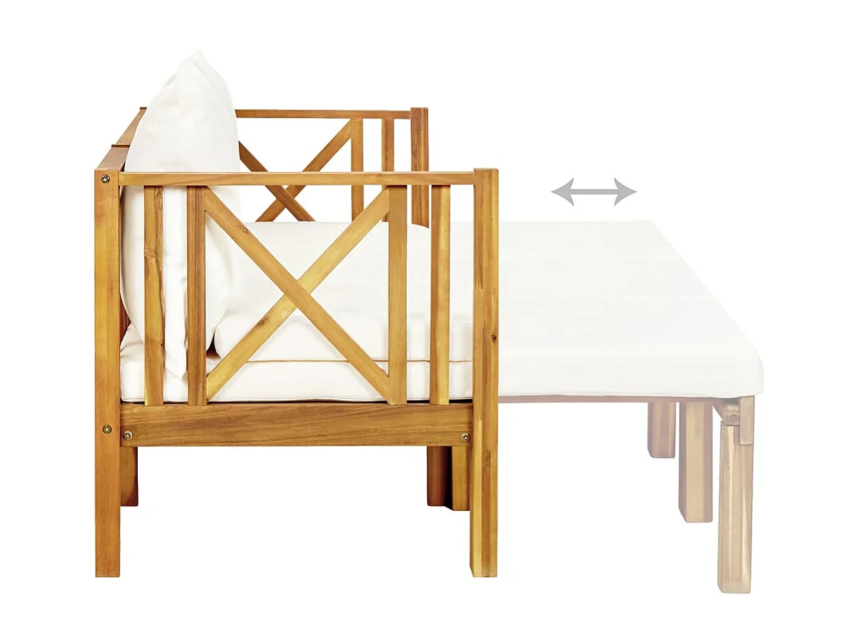 Banco de jardim 3 lugares c/ almofadões 179 cm acácia maciça