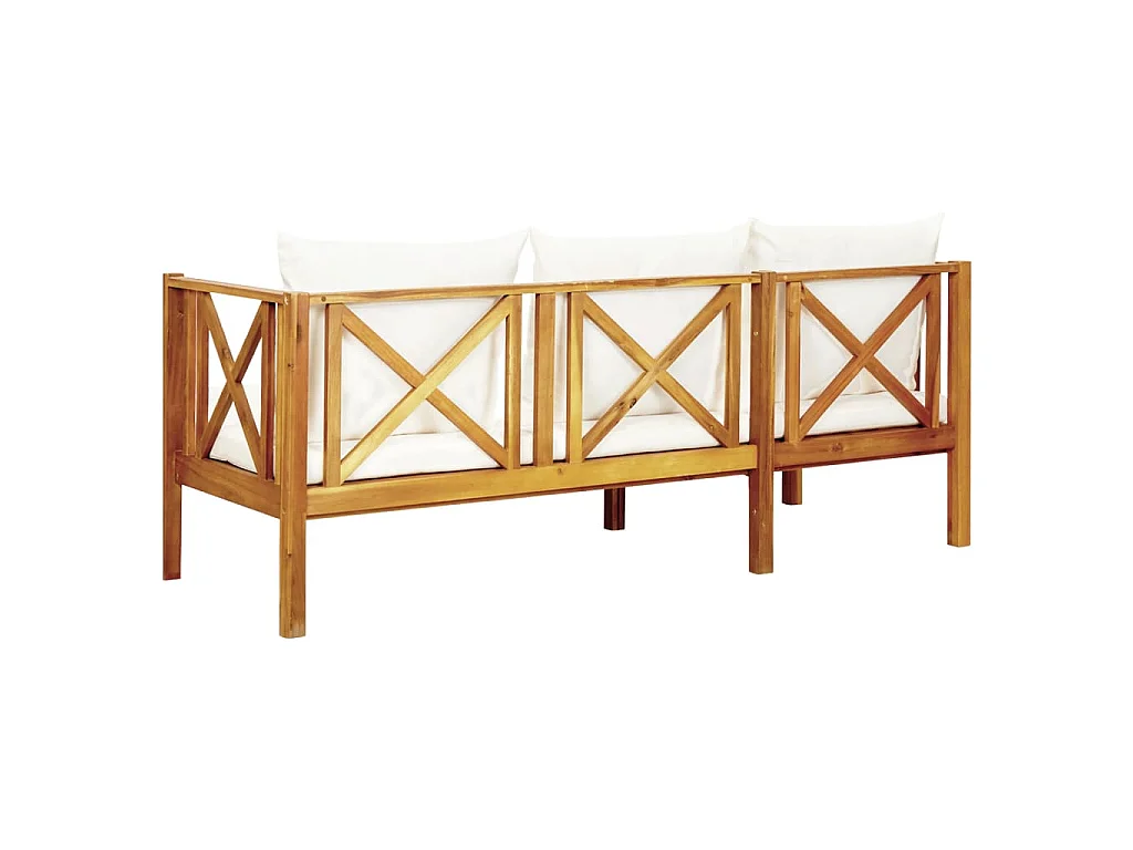 Banc de jardin 3 places et coussins 179 cm Bois d'acacia massif