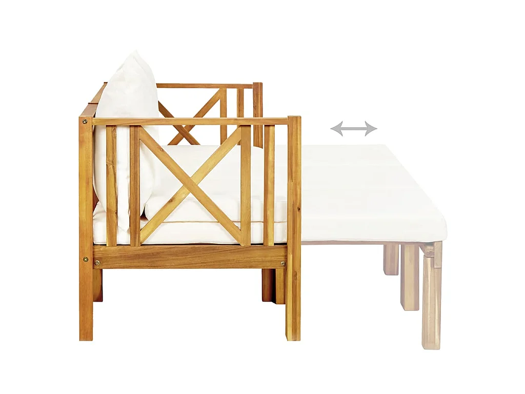 Banc de jardin 3 places et coussins 179 cm Bois d'acacia massif