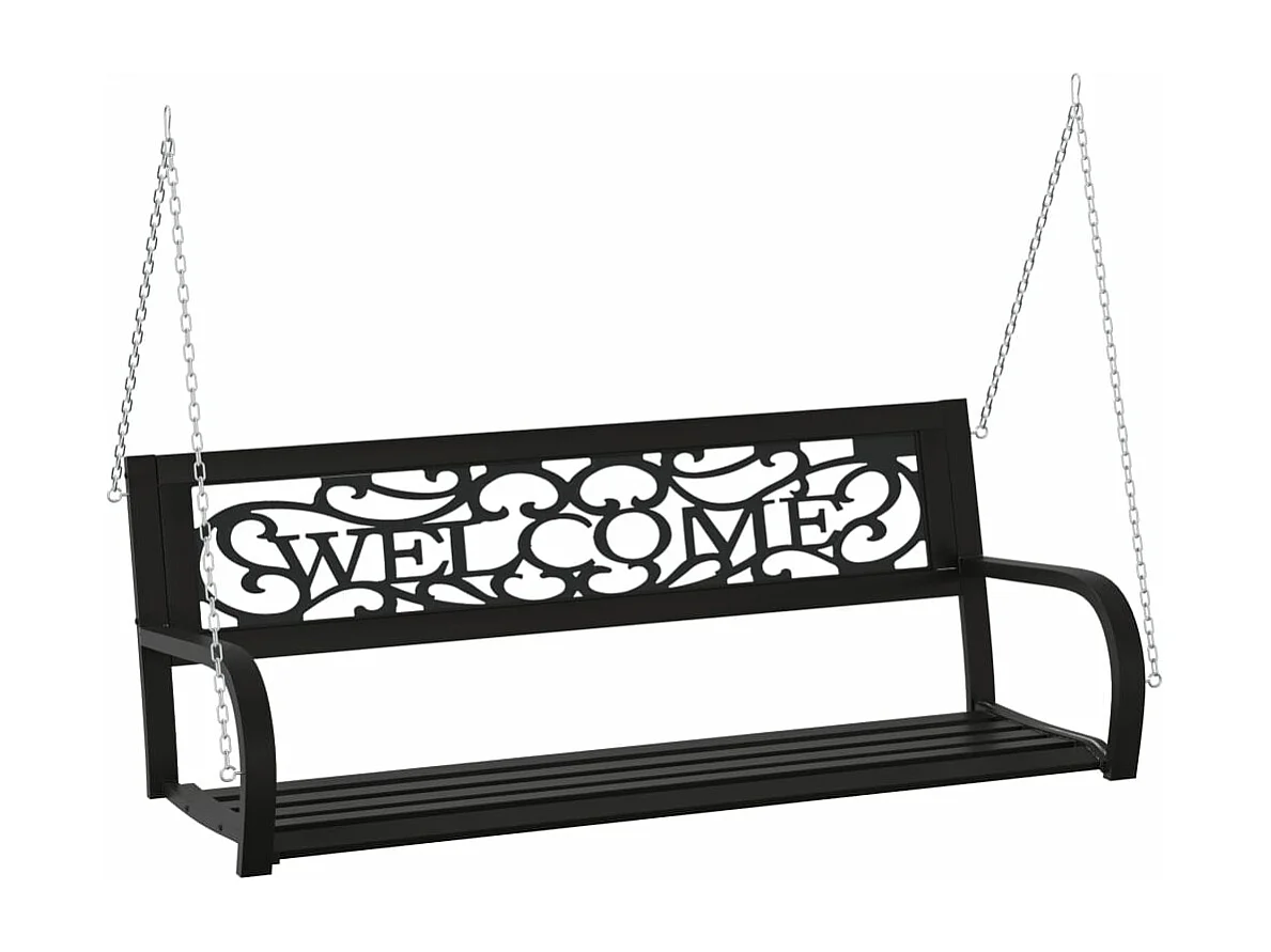 Banco de balanço para jardim 125 cm aço e plástico preto
