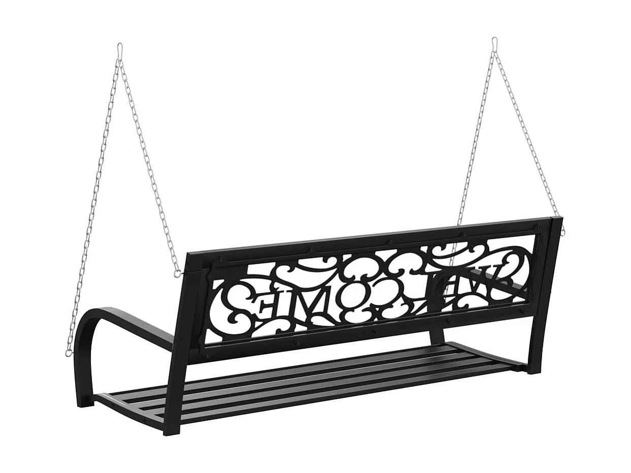 Banco de balanço para jardim 125 cm aço e plástico preto