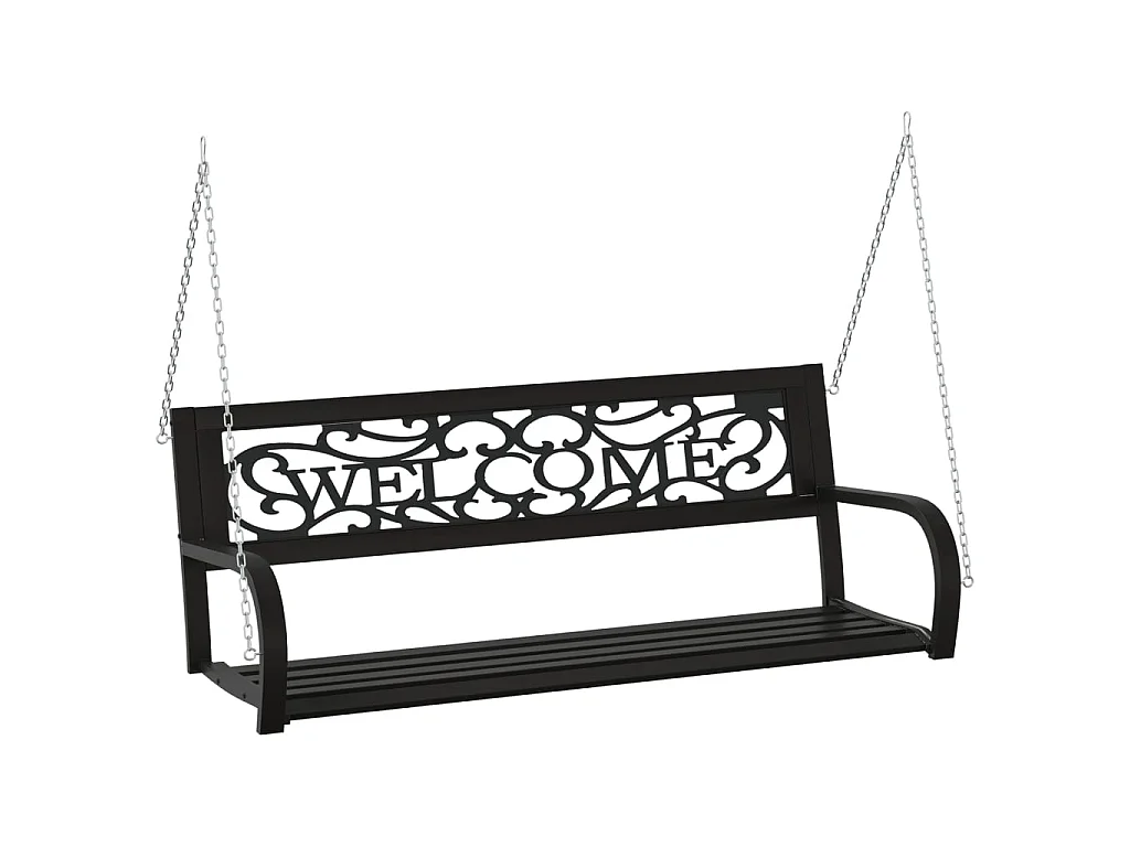 Hollywoodschaukel 125 cm Stahl und Kunststoff Schwarz