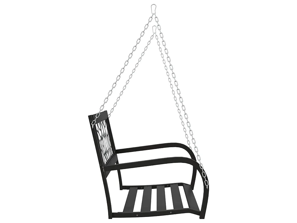 Hollywoodschaukel 125 cm Stahl und Kunststoff Schwarz