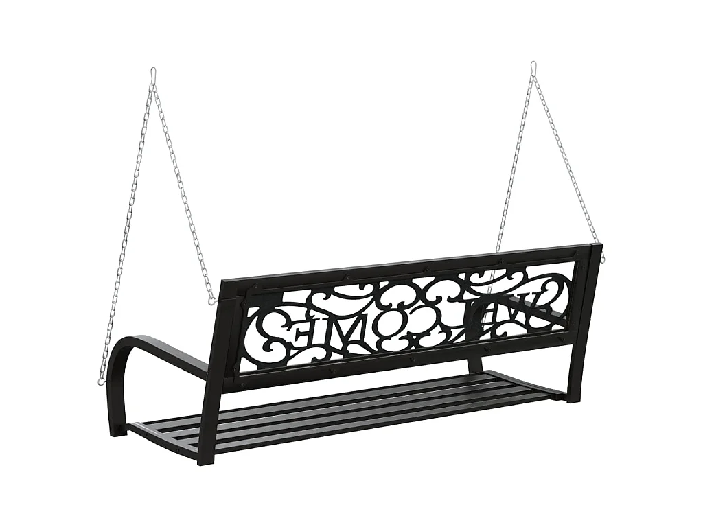 Hollywoodschaukel 125 cm Stahl und Kunststoff Schwarz