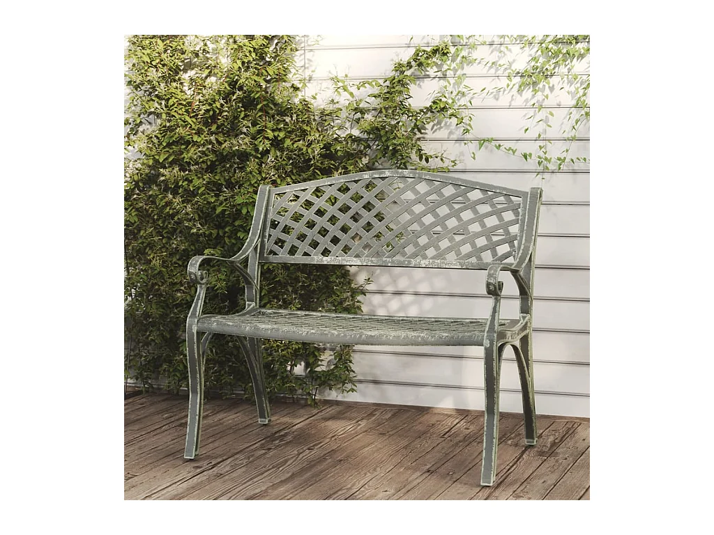 Panchina da Giardino 102 cm in Alluminio Pressofuso Verde