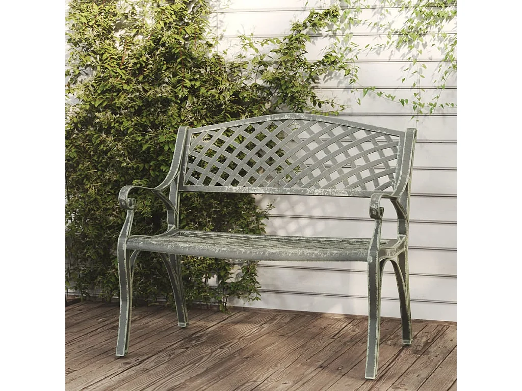 Banco de jardín de aluminio fundido verde 102 cm