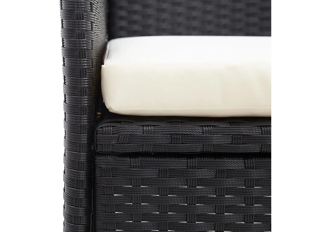 Panca da Giardino a 2 Posti con Tavolino 143 cm Polyrattan Nero