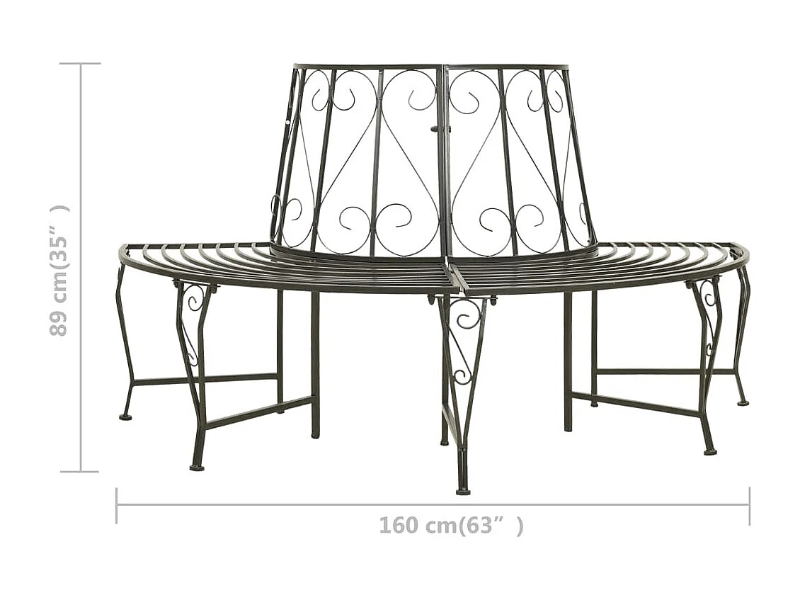 Banc d'arbre de jardin Demi-rond 160 cm Acier
