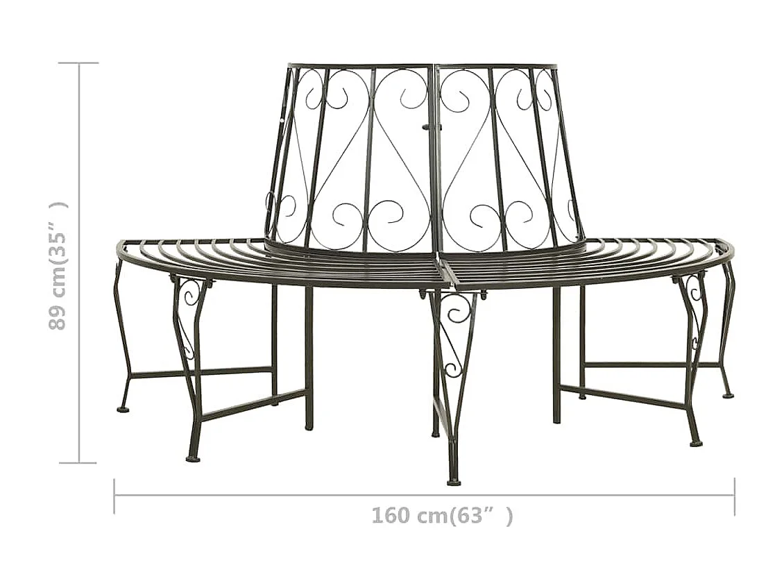 Banc d'arbre de jardin Demi-rond 160 cm Acier