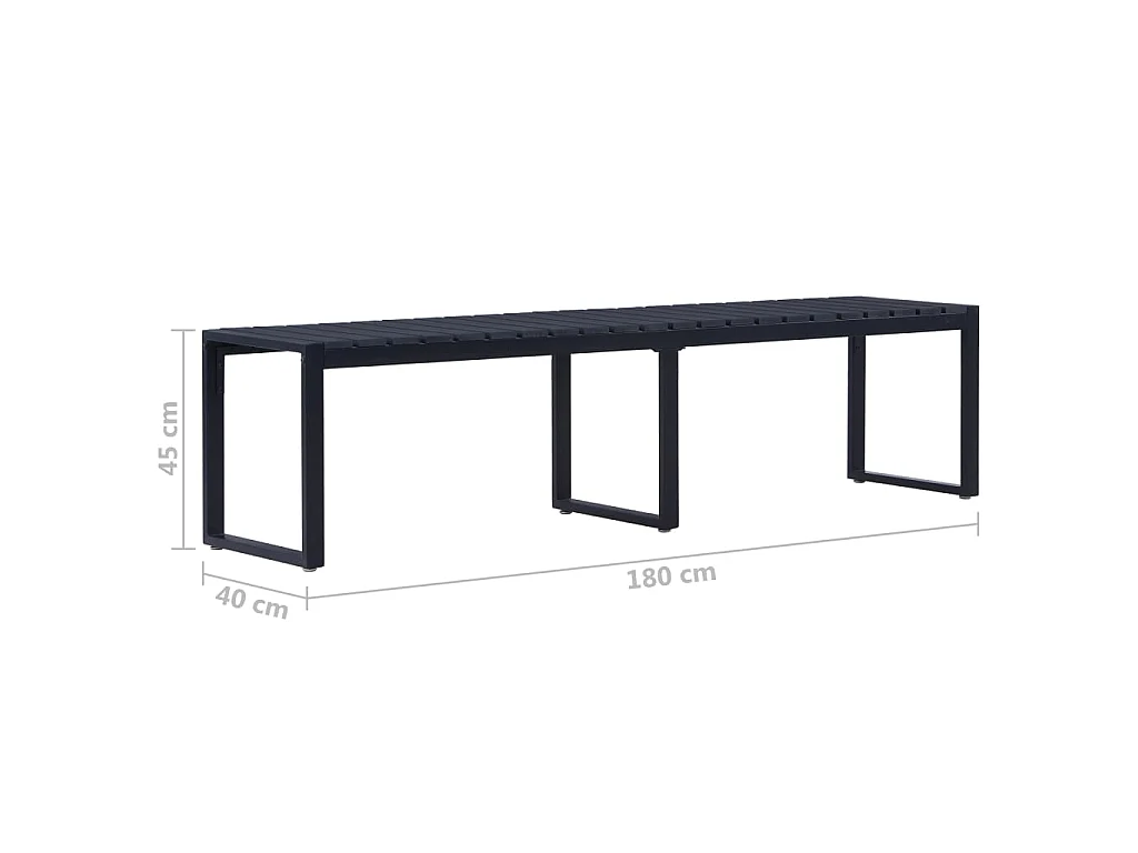 Tuinbank 180 cm PS-plaat zwart