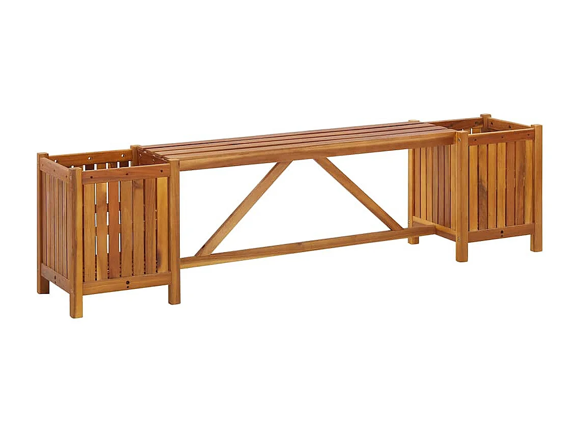 Banc de jardin avec 2 jardinières 150x30x40 cm Bois d'acacia