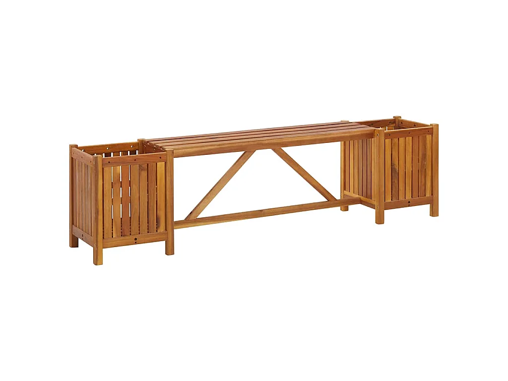 Banco de jardim com 2 vasos 150x30x40 cm madeira acácia maciça