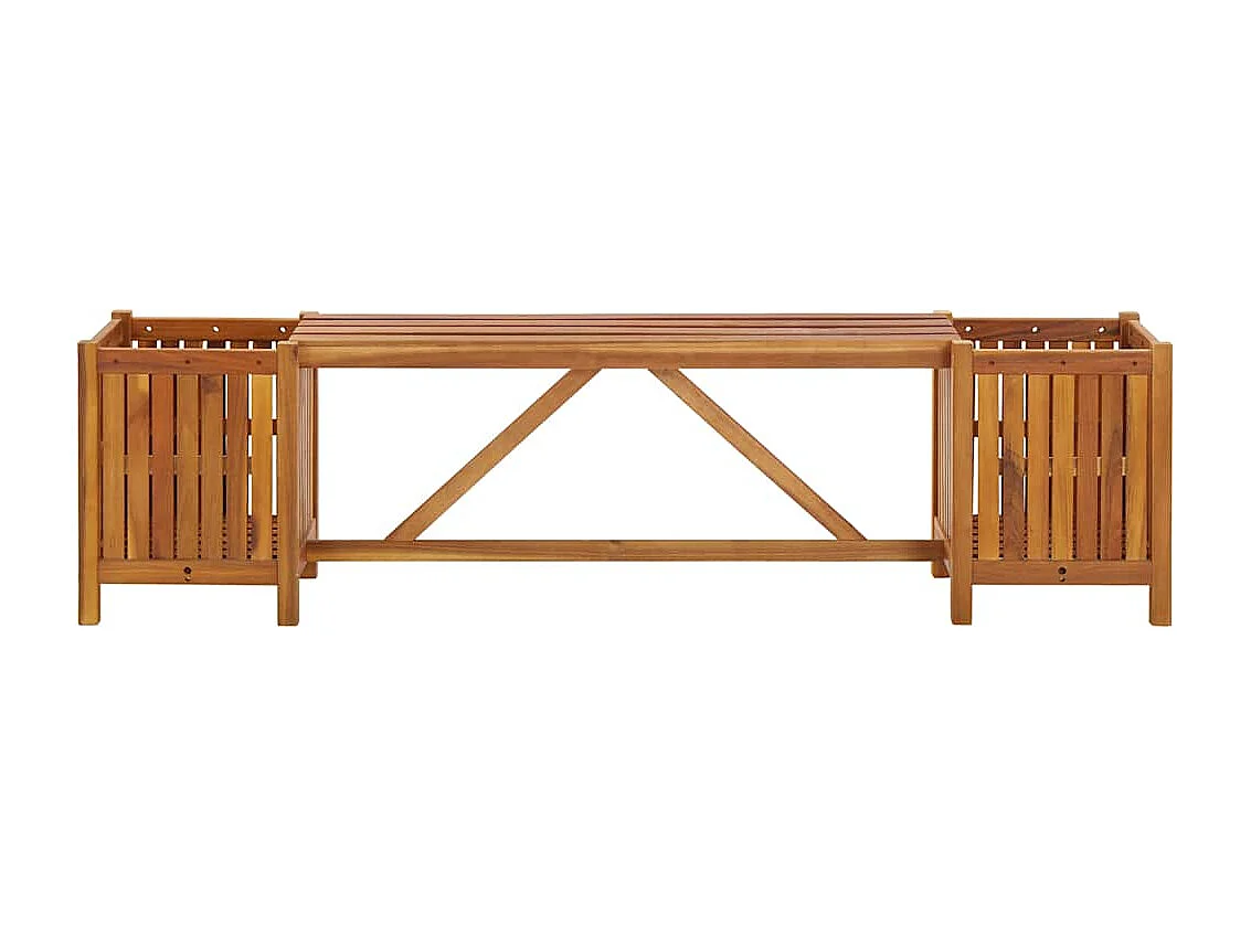 Banco de jardim com 2 vasos 150x30x40 cm madeira acácia maciça