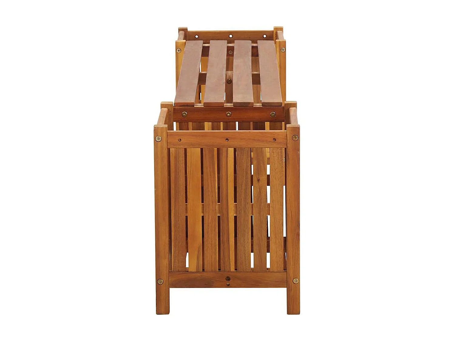Banco de jardim com 2 vasos 150x30x40 cm madeira acácia maciça