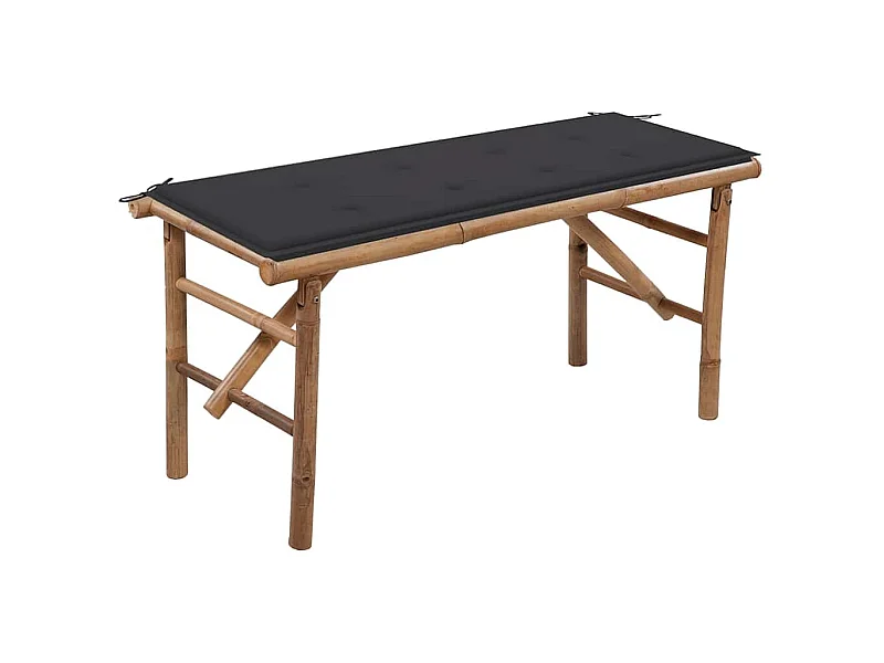 Banc de jardin pliable avec coussin 118 cm Bambou