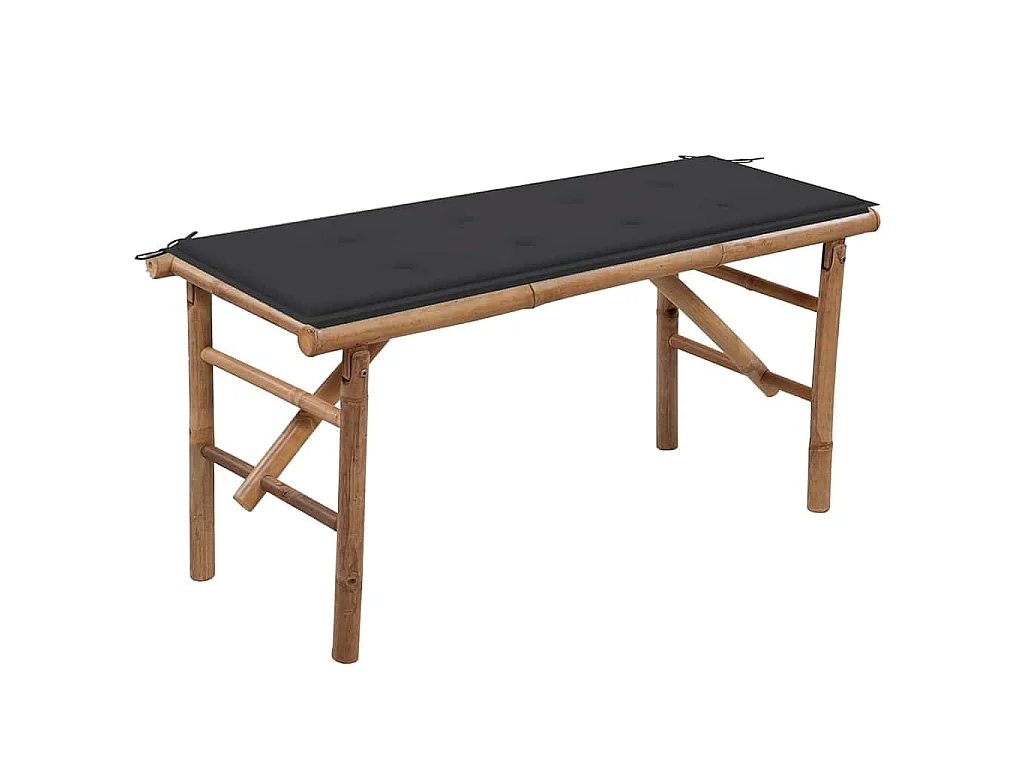 Panca da Giardino Pieghevole con Cuscino 118 cm in Bambù
