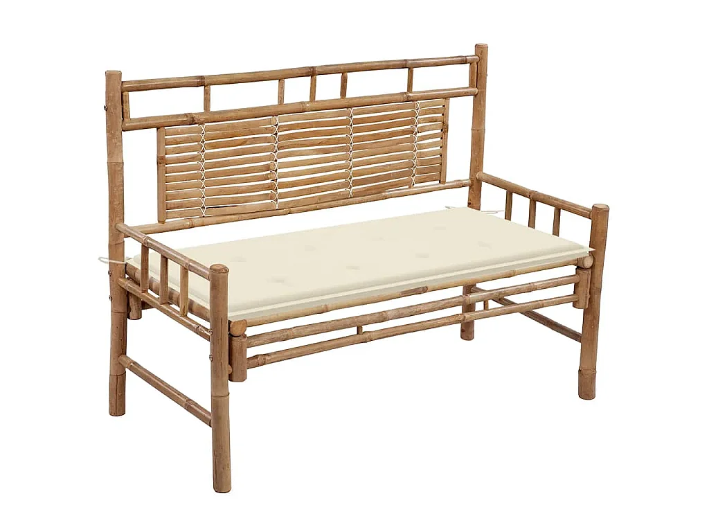 Banc de jardin avec coussin 120 cm Bambou