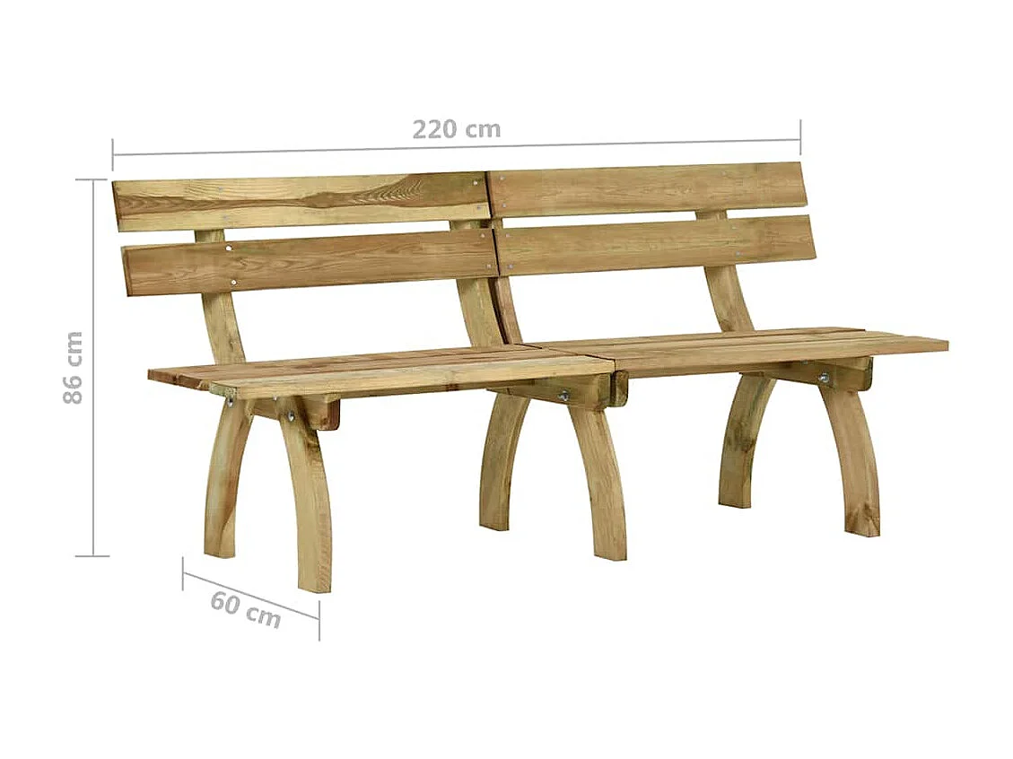 Panca da Giardino 220 cm in Legno di Pino Impregnato