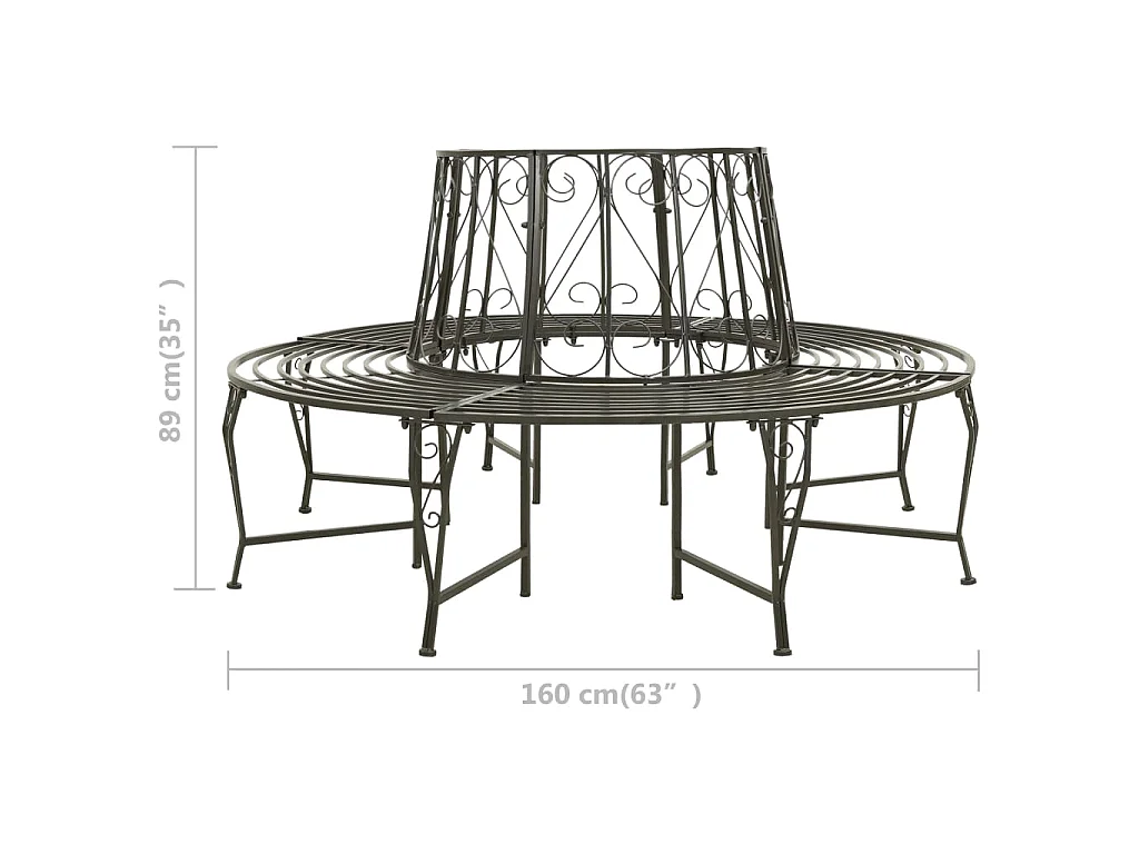 Banco de jardim para árvore 160 cm aço