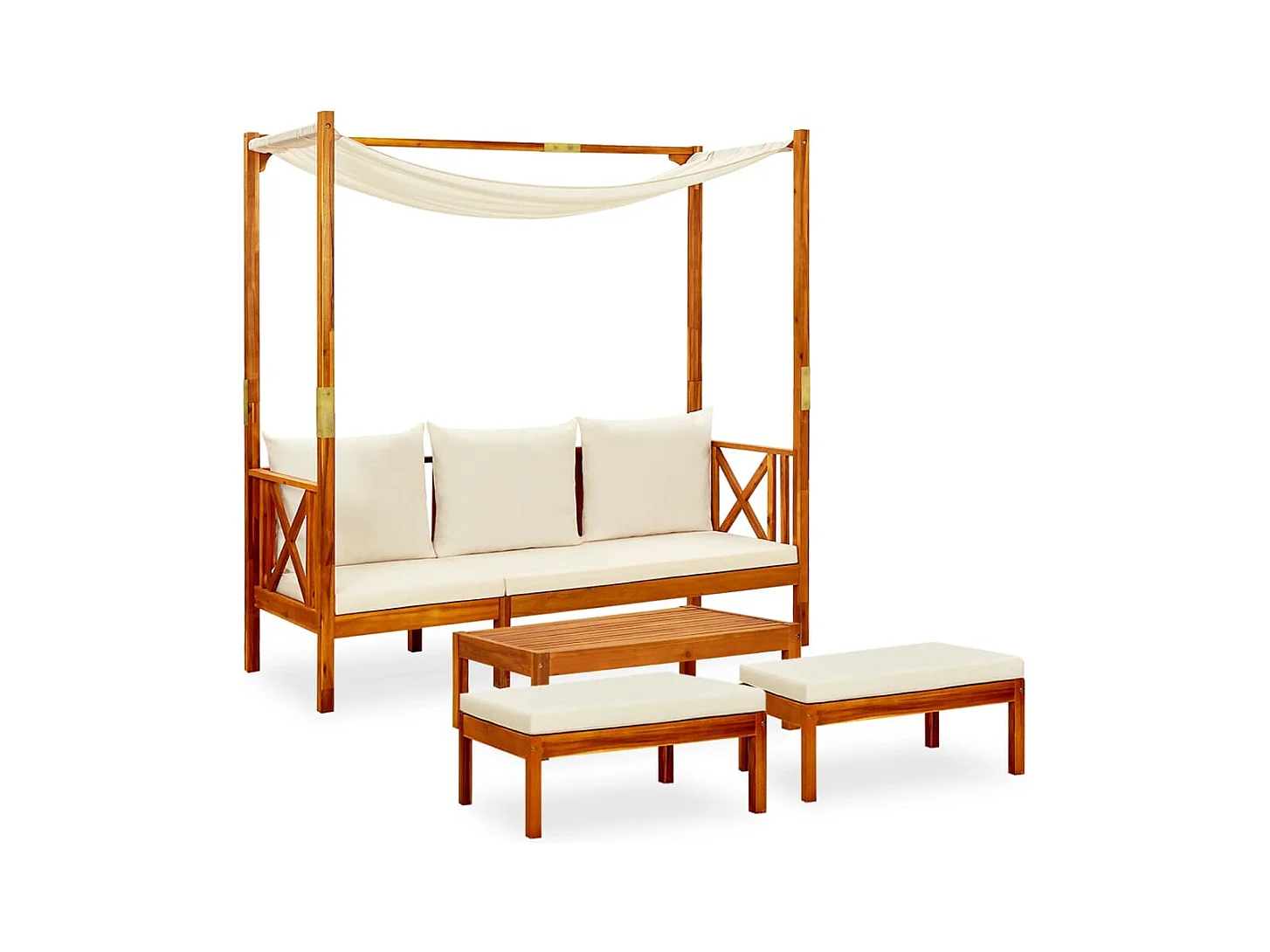 Banc de jardin avec table et repose-pieds Bois d'acacia solide