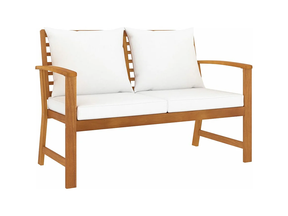 Tuinbank met crèmekleurig kussen 120 cm massief acaciahout