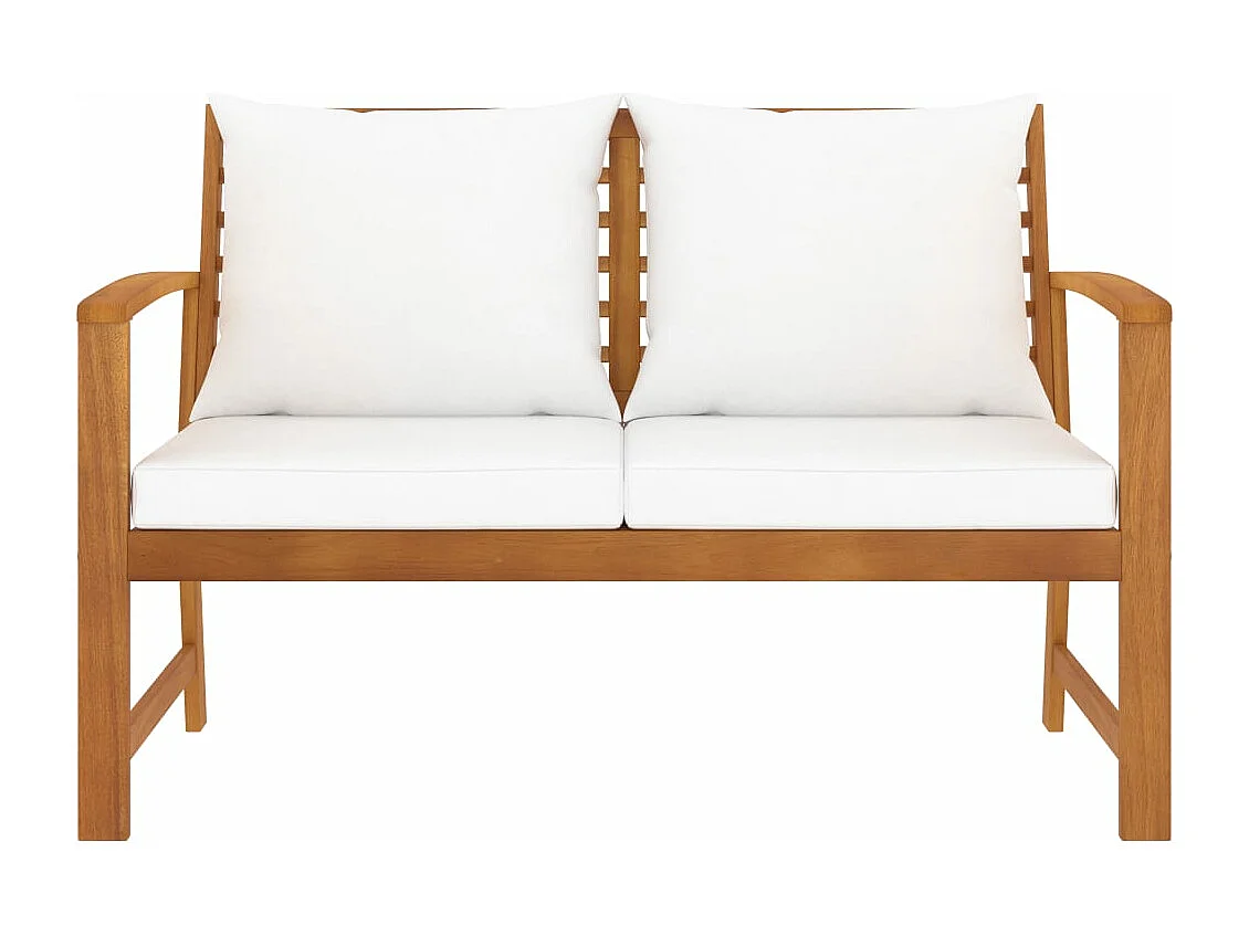Banc de jardin avec coussin crème 120 cm Bois solide d'acacia