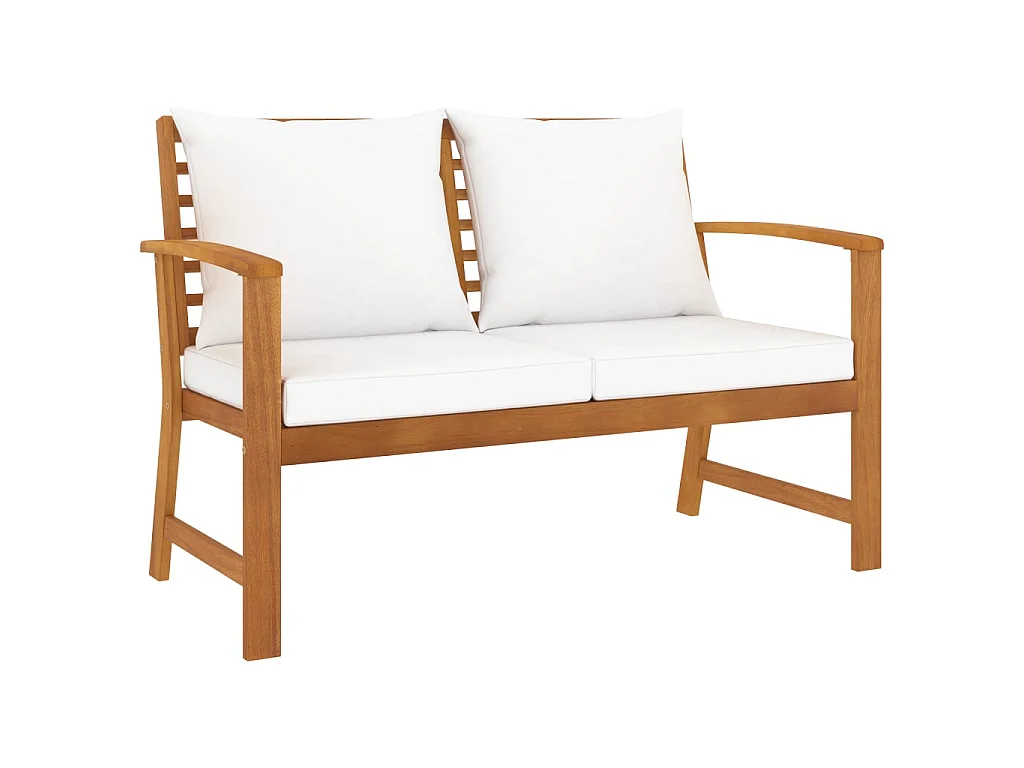 Banc de jardin avec coussin crème 120 cm Bois solide d'acacia
