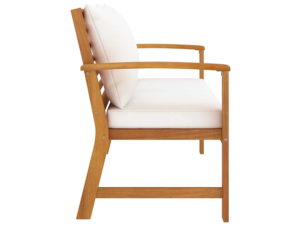 Banco jardim 120 cm com almofadão cor creme acácia maciça