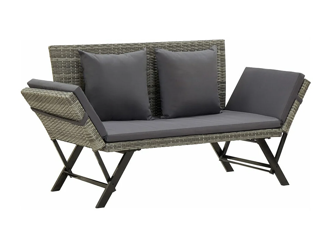 Panchina da Giardino con Cuscini 176 cm in Polyrattan Grigio