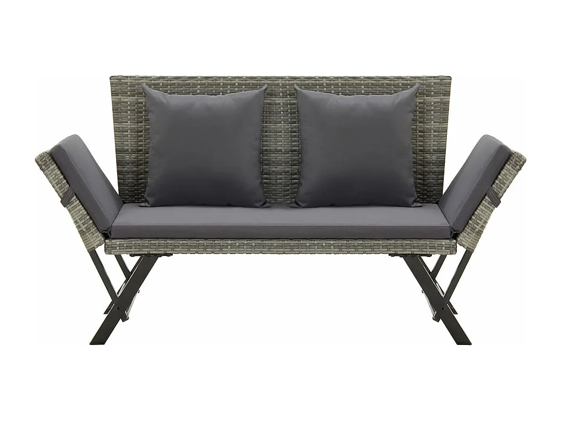 Panchina da Giardino con Cuscini 176 cm in Polyrattan Grigio