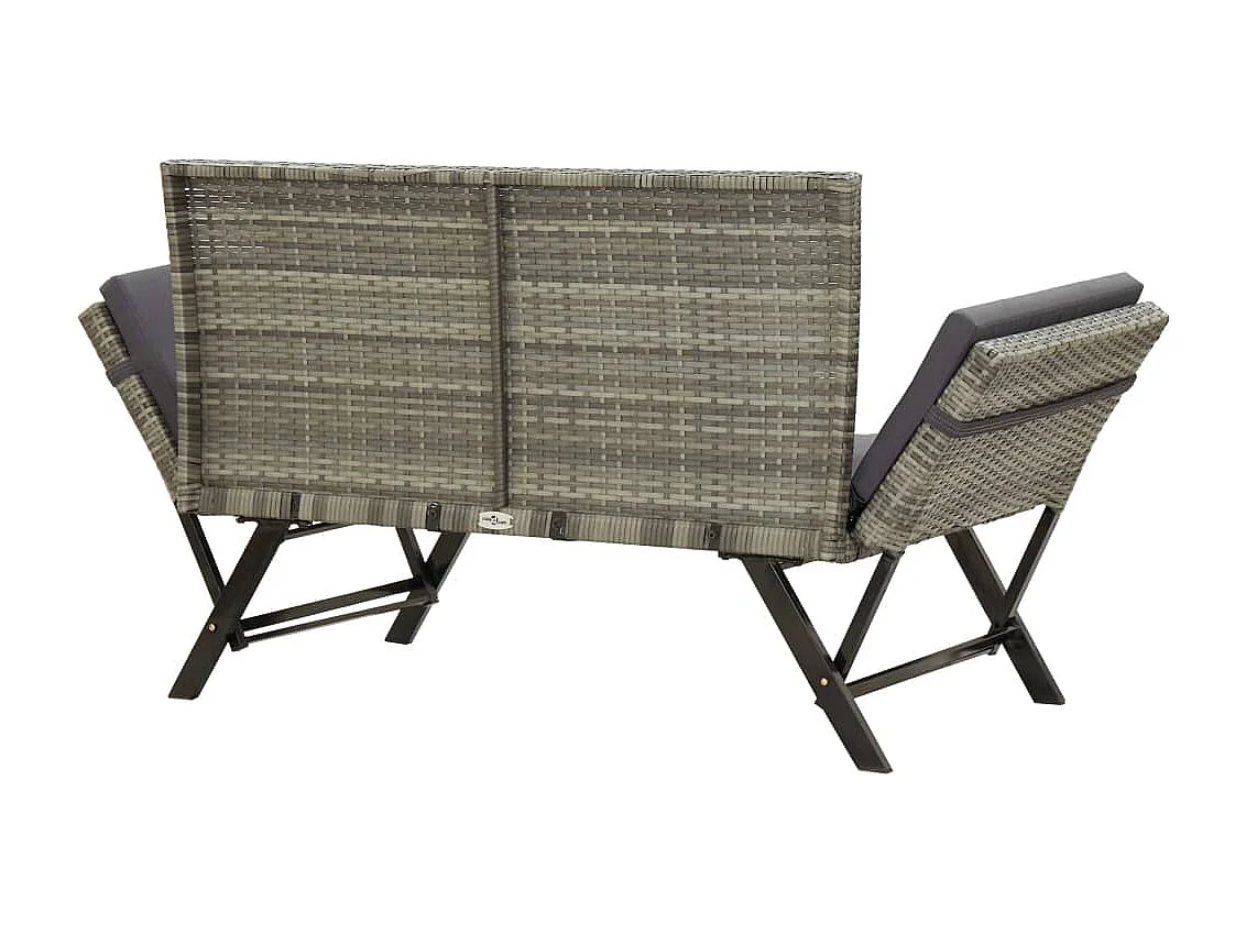 Panchina da Giardino con Cuscini 176 cm in Polyrattan Grigio