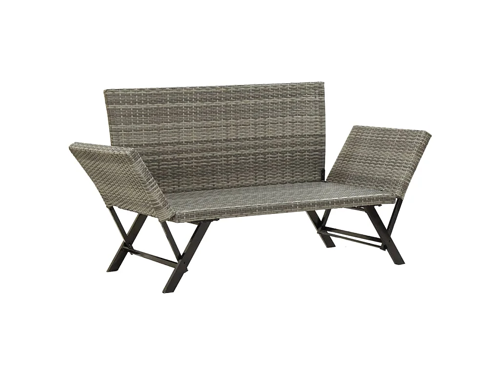 Banc de jardin avec coussins 176 cm Gris Résine tressée
