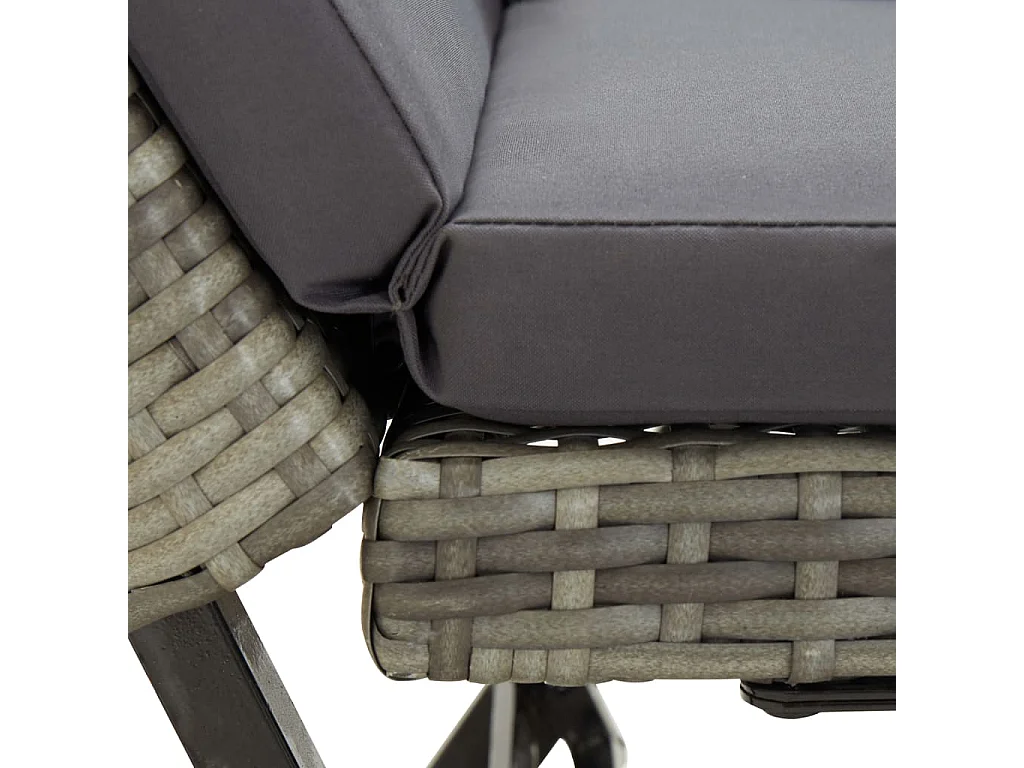 Banc de jardin avec coussins 176 cm Gris Résine tressée