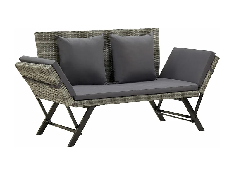 Panchina da Giardino con Cuscini 176 cm in Polyrattan Grigio