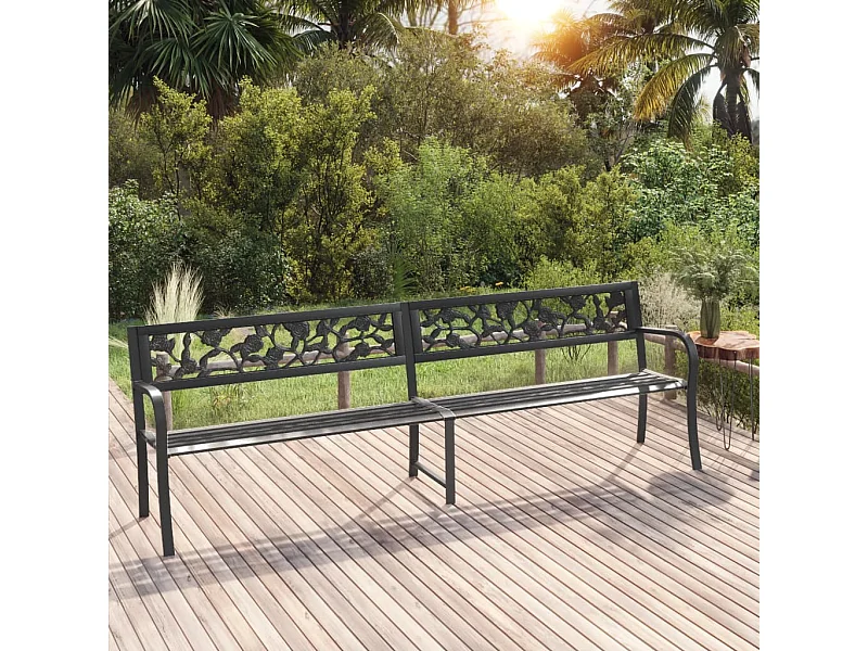 Doppel-Gartenbank 246 cm Schwarz Stahl