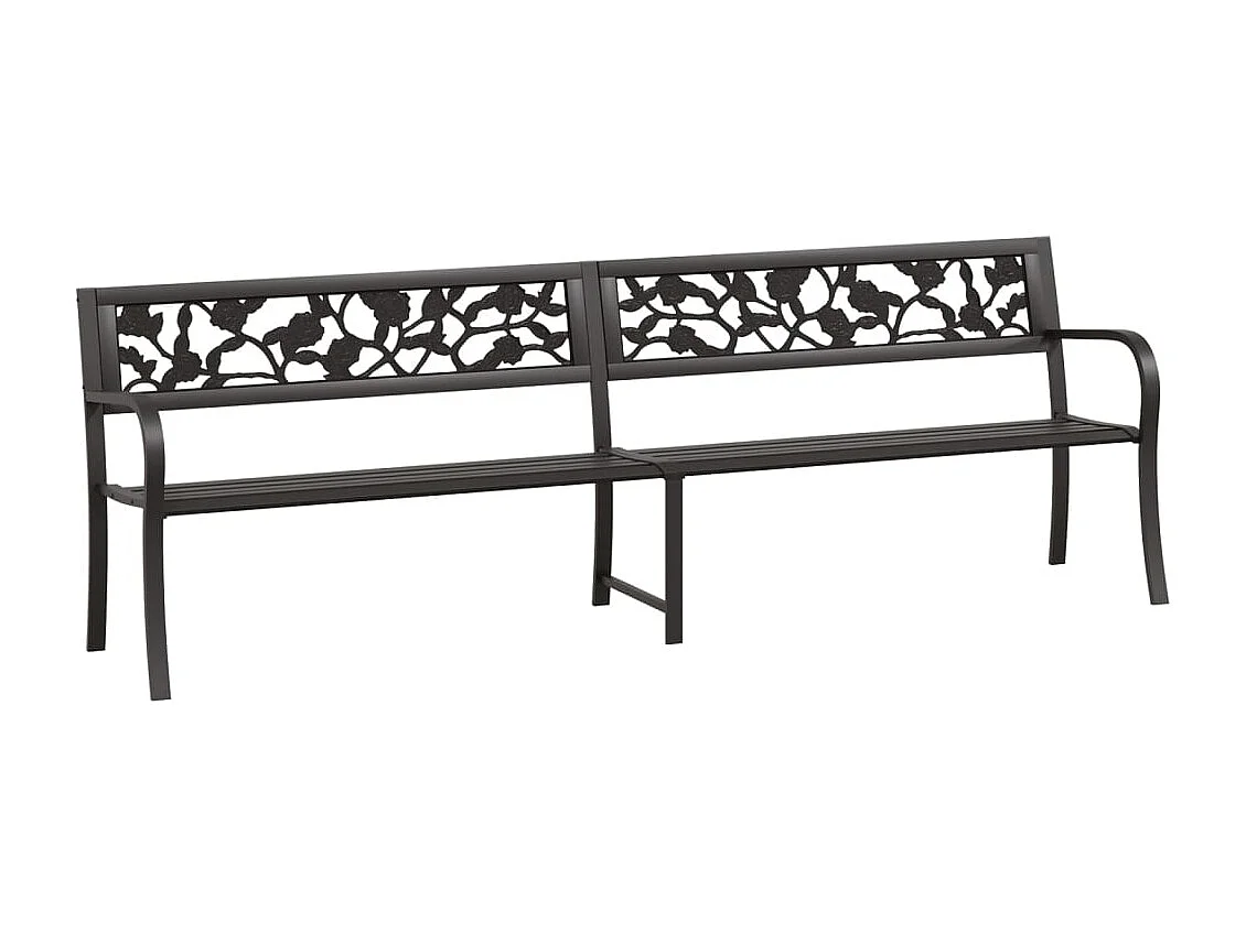 Doppel-Gartenbank 246 cm Schwarz Stahl