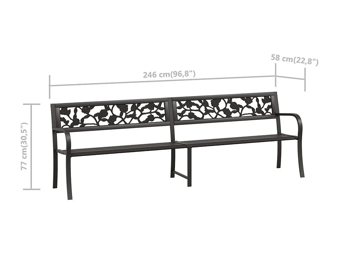 Doppel-Gartenbank 246 cm Schwarz Stahl