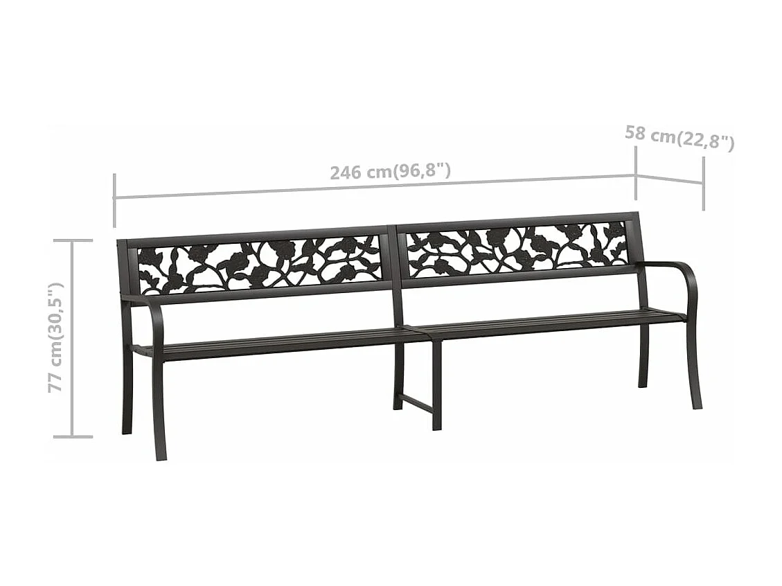 Doppel-Gartenbank 246 cm Schwarz Stahl