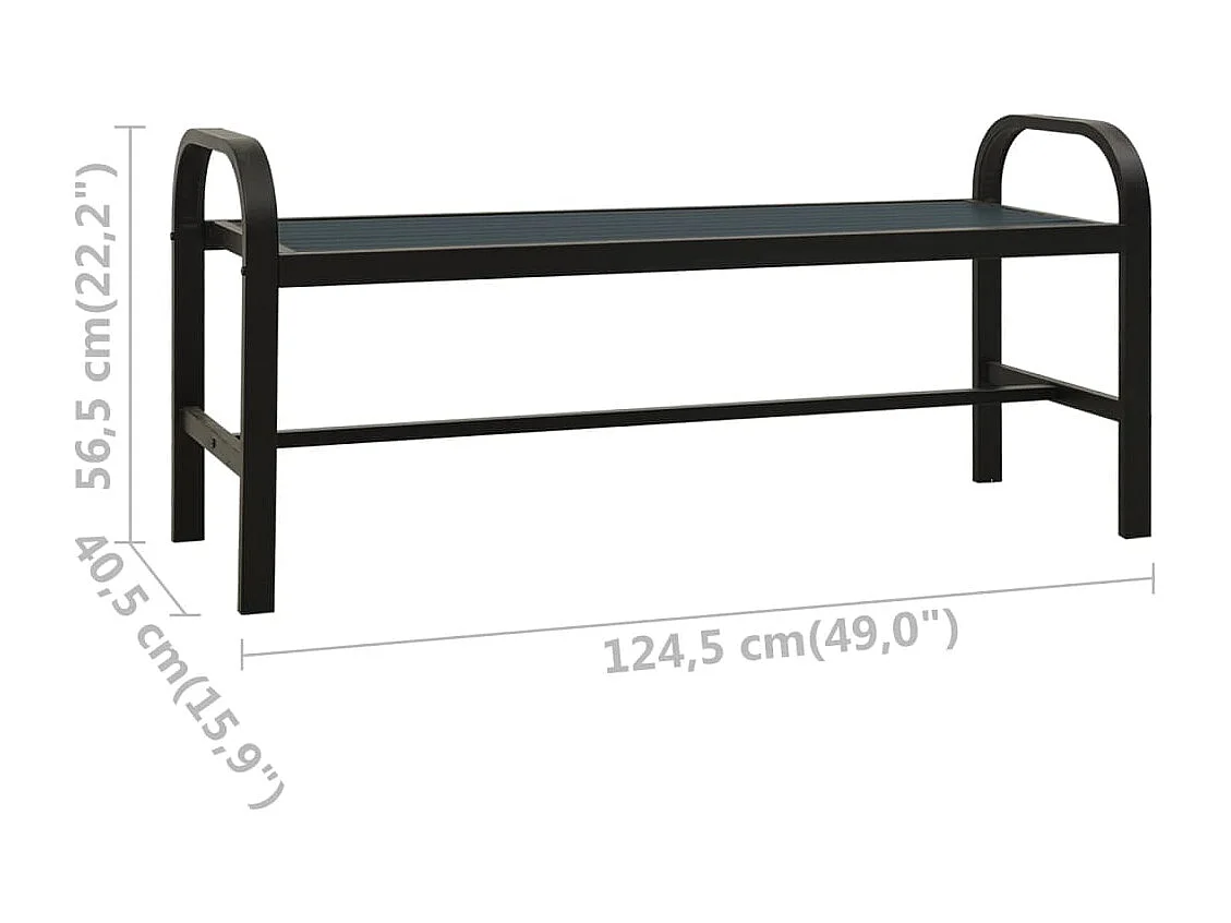Banc de jardin 124,5 cm acier et WPC noir