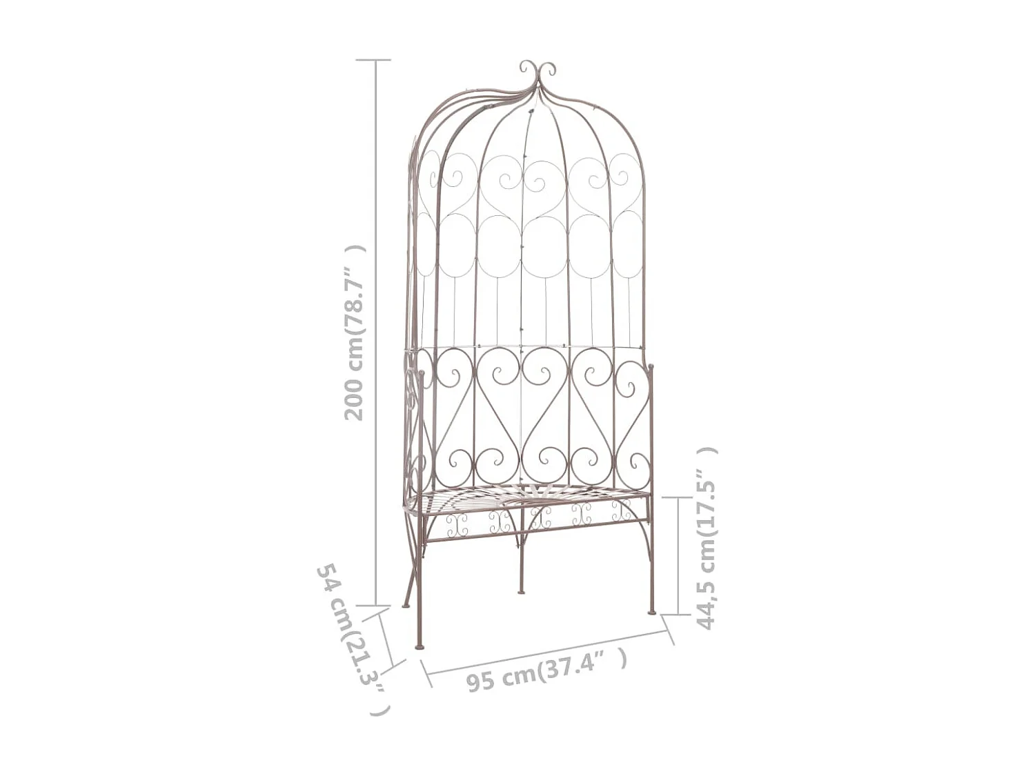 Banc de jardin 95 cm Fer Marron antique