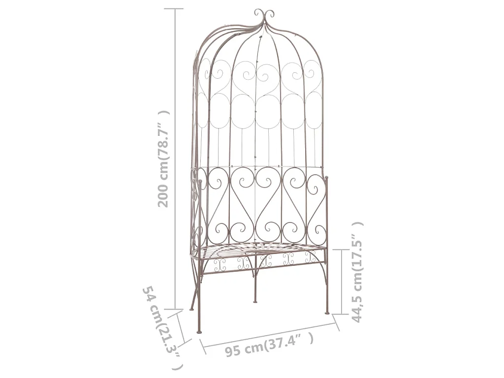 Banco de jardim 95 cm ferro antigo castanho
