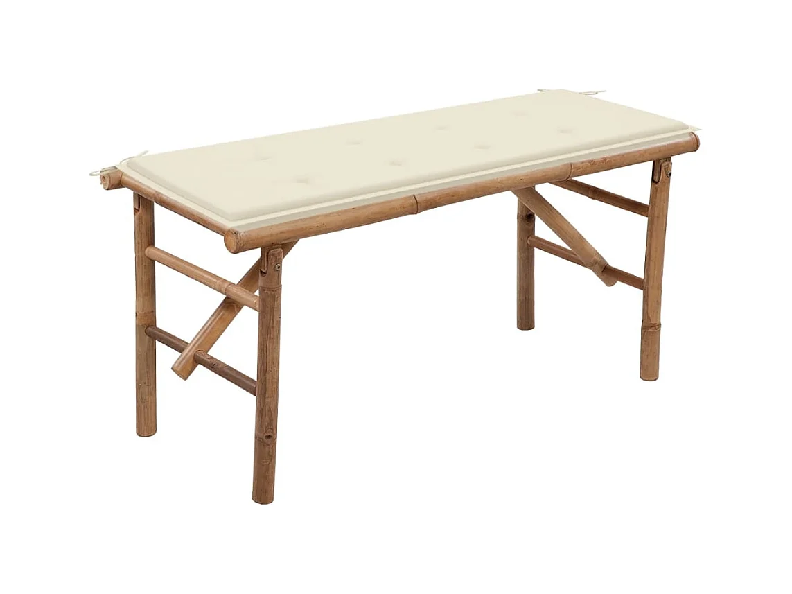 Panca da Giardino Pieghevole con Cuscino 118 cm in Bambù