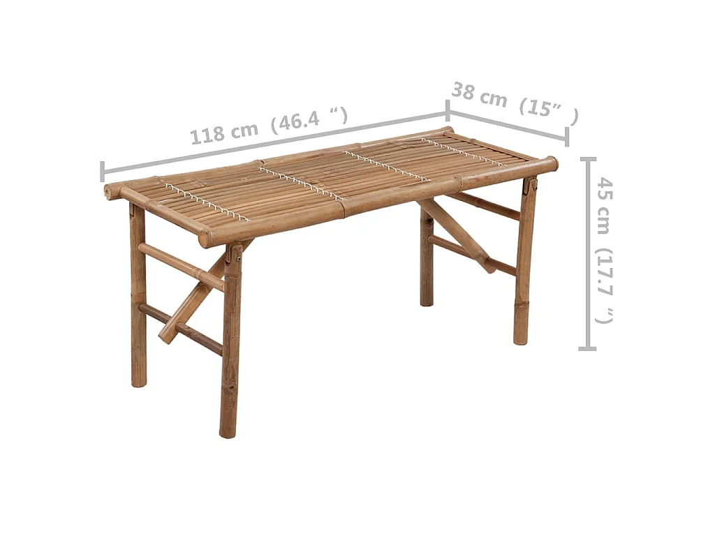 Panca da Giardino Pieghevole con Cuscino 118 cm in Bambù