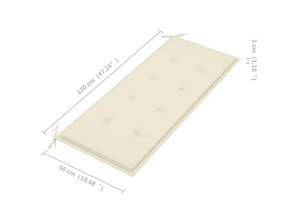 Panca da Giardino Pieghevole con Cuscino 118 cm in Bambù
