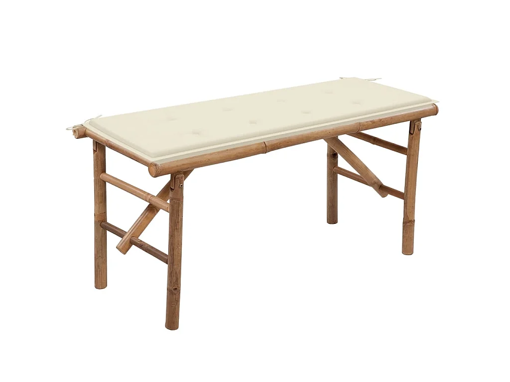 Banco de jardín plegable con cojín bambú 118 cm