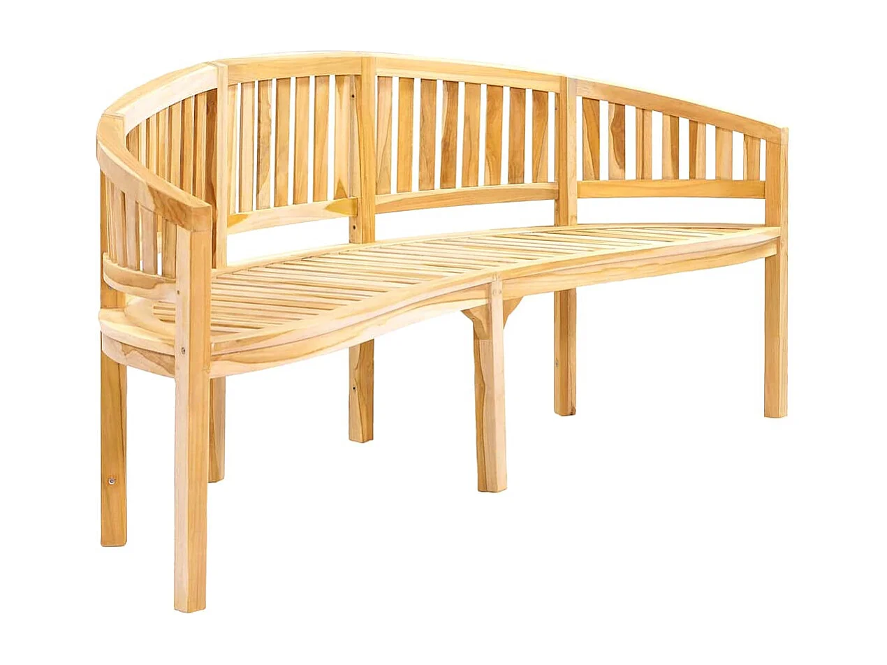 Bankje banaanvormig 200 cm massief teakhout