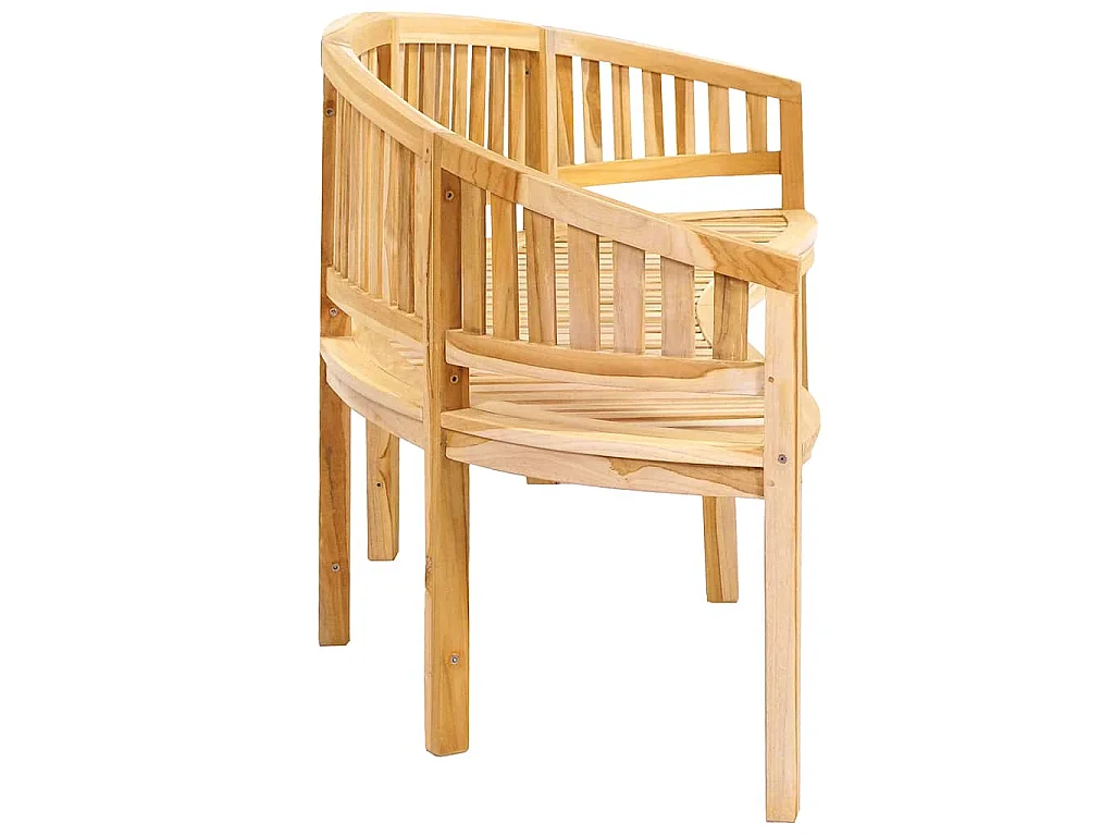 Bankje banaanvormig 200 cm massief teakhout