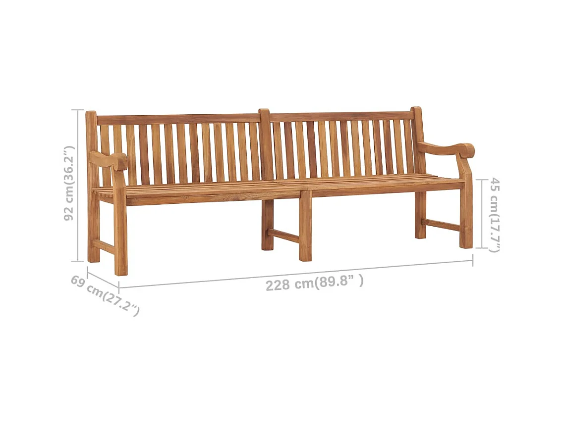 Gartenbank 228 cm Massivholz Teak