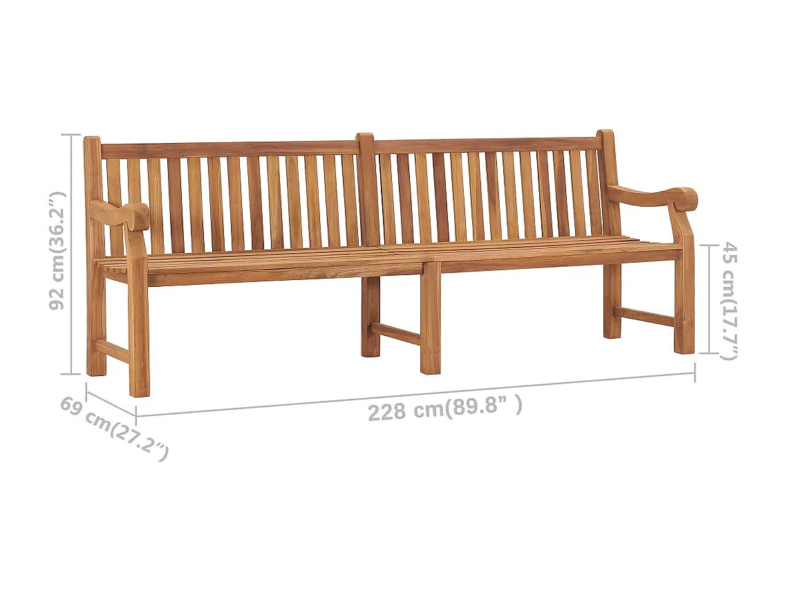 Panca da Giardino 228 cm in Legno Massello di Teak